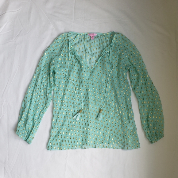 Lilly Pulitzer Rilla Sheer Silk Blouse - Picture 2 of 6
